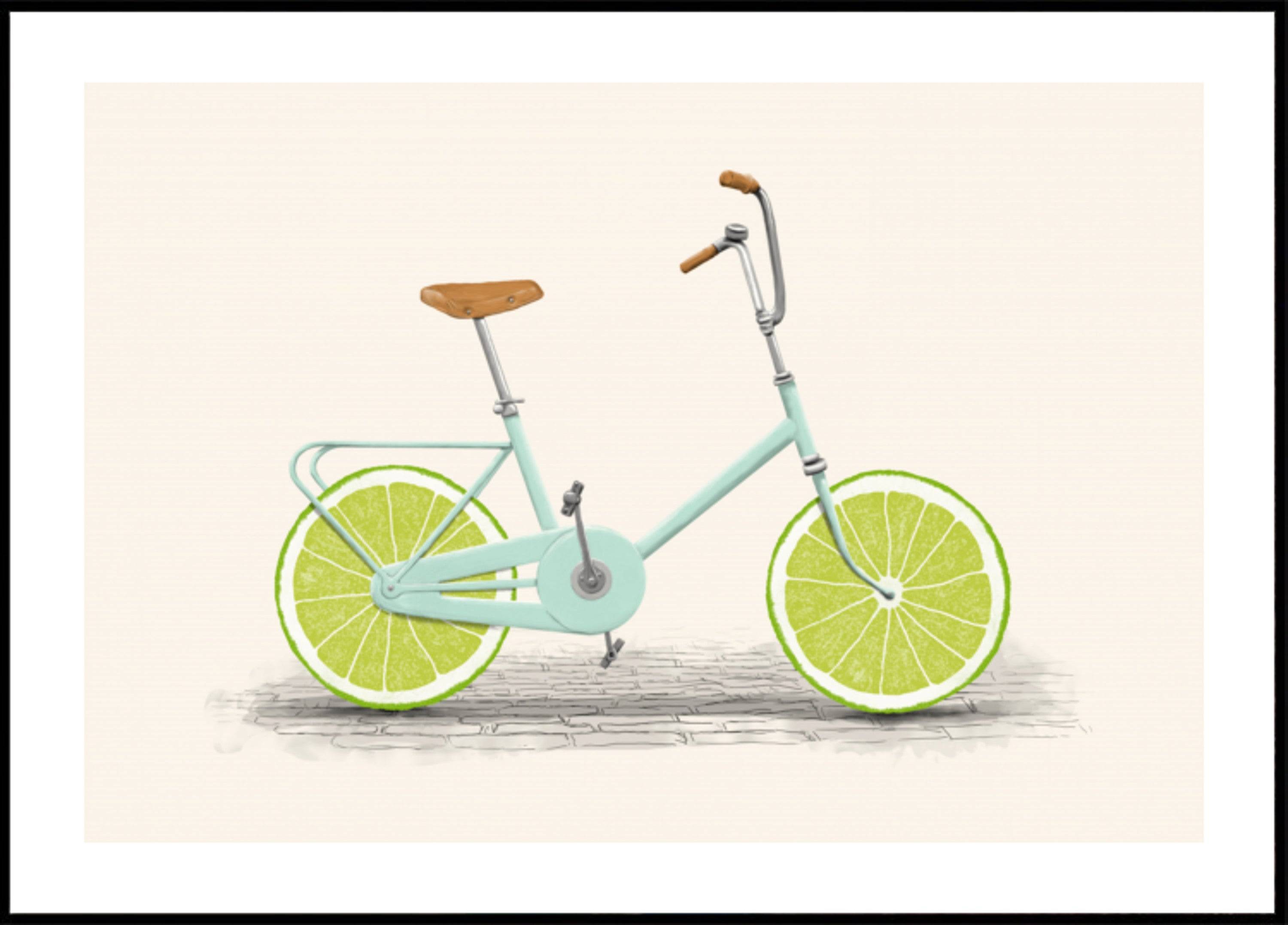 Cykel med limehjul (40x50) - Plakater > BD