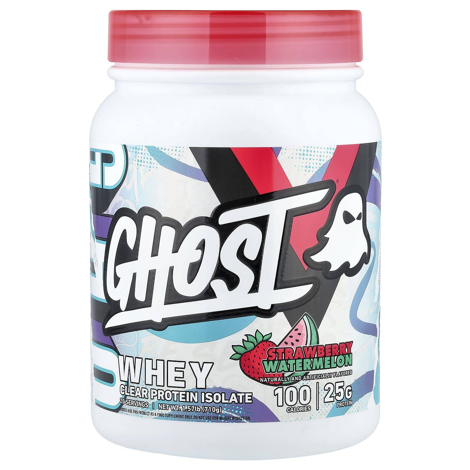 Ghost Whey Protein Isolate, Strawberry Watermelon, 710g (1.57lb)