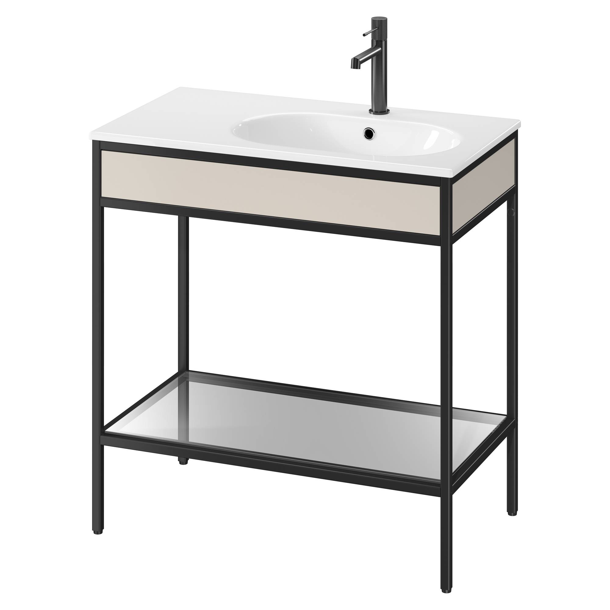 Badrumskommod Balans 80 cm med Glashylla & Beige Panel