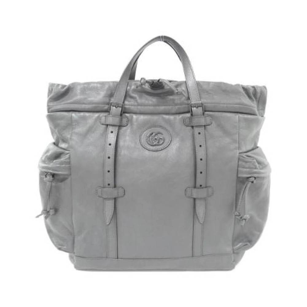 Gucci Vintage Pre-owned Læder Tote Taske - Vintage - Dame - Grå - ONE SIZE - Læder