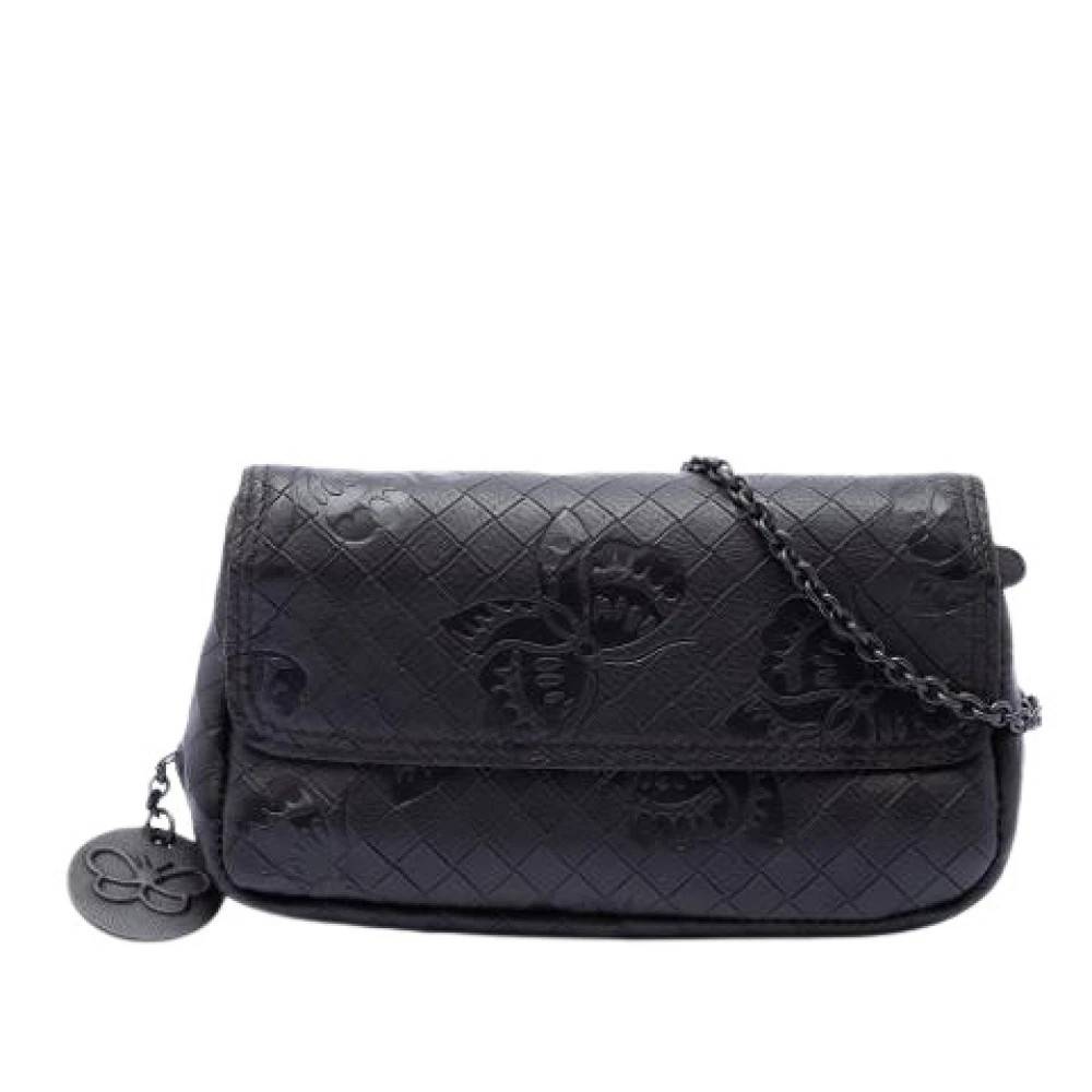 Bottega Veneta Vintage Pre-owned Præget Læder Skuldertaske - Vintage - Dame - Sort - ONE SIZE - Uld