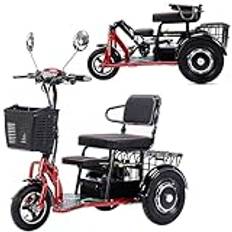 Vikbar rörlighet scooter för vuxna, seniorer, 3 hjul, elektriskt driven uppladdningsbar enhet för resor, lätt och bärbar, med LED-strålkastare och korg, laddare ingår