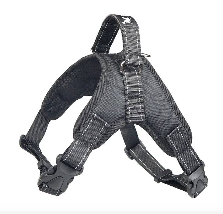 Soft Adjustable Reflective Vest Harness for Dogs - black oxford fabric / XXL (XXL)