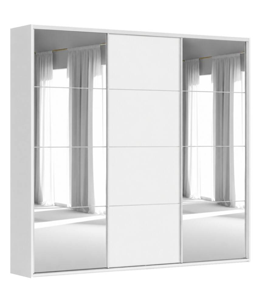 Flexislide Shape garderobeskab hvid/spejl 220x218,5x60 cm
