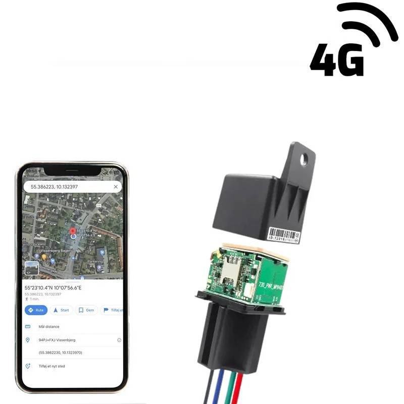 GPS Tracker indbygget i relæ uden abonnement 4G