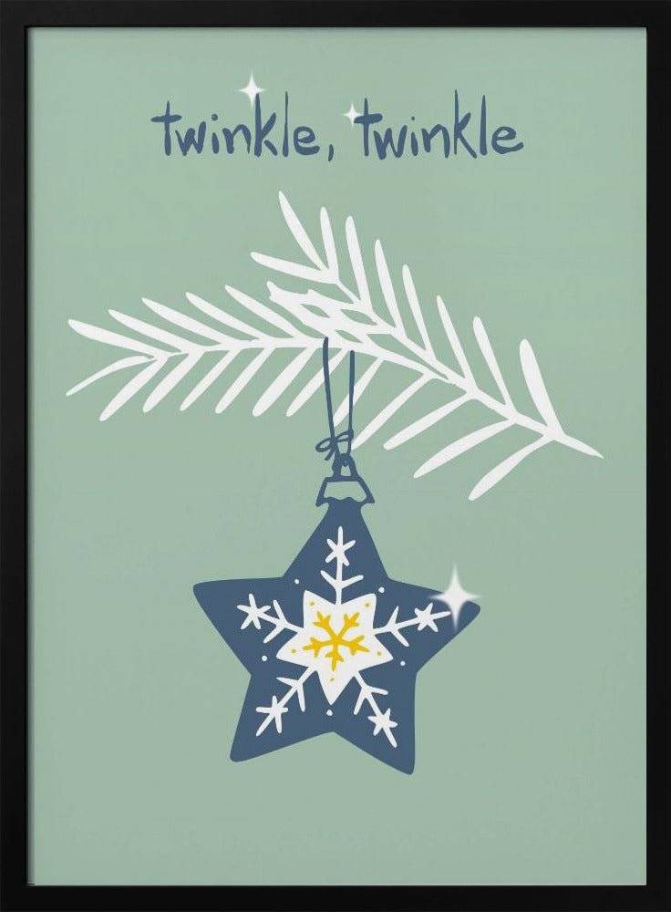 Cheerful Twinkle Christmas Star Mint Poster - 50x70 cm / 20x28″