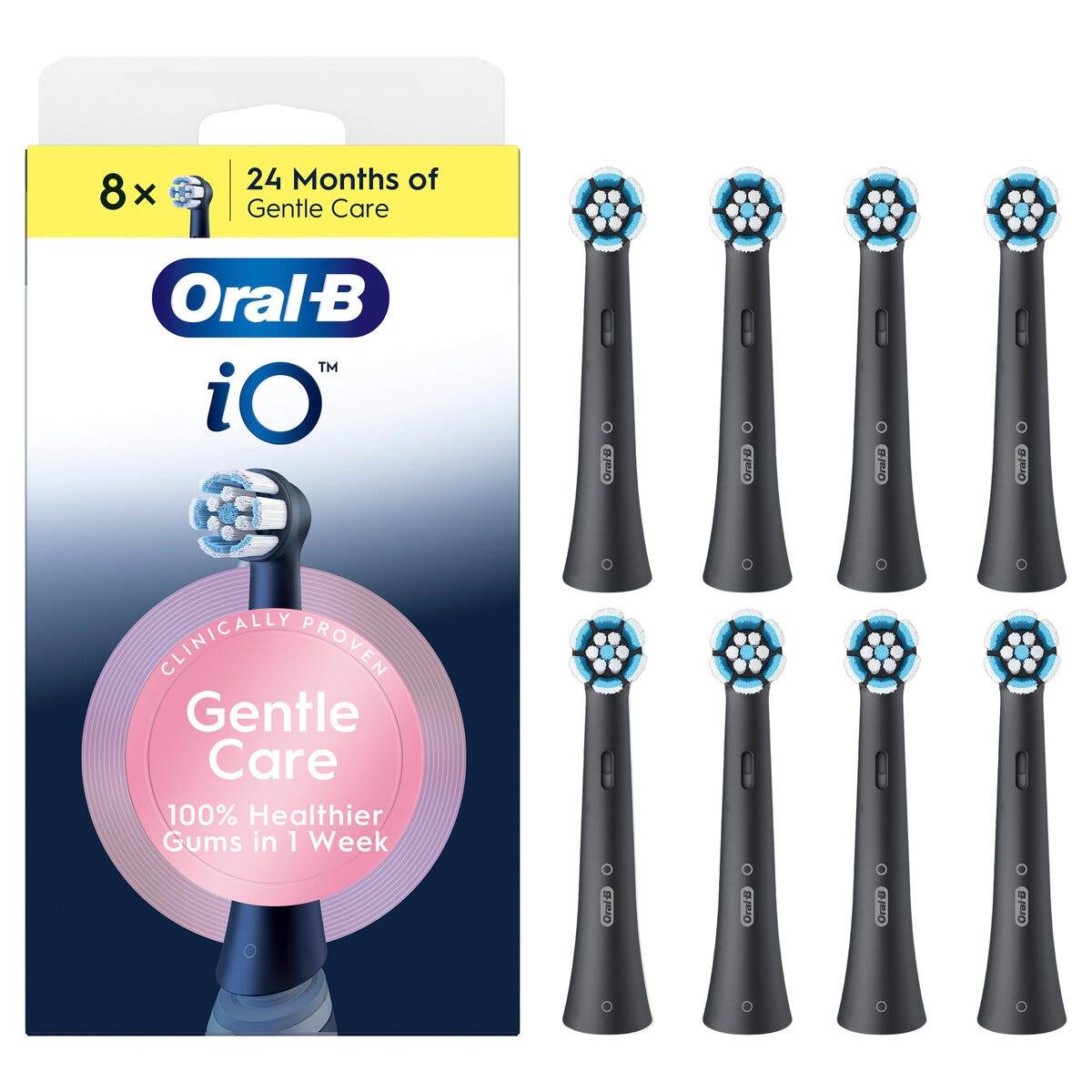 Oral-B iO Gentle Care borsthuvuden 8-pack, Svart