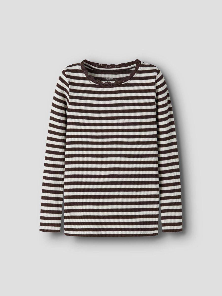 Ribbstickning Långärmad Topp - Röd - 92