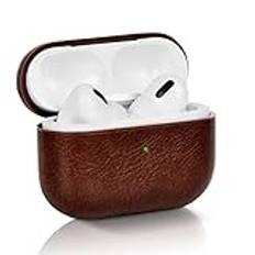 KARLOR Läderfodral för AirPods Pro 2 2022, AirPods Pro 2 fodral skyddsfodral med krok bruna hörlurar PU-fodral (synlig LED-LED-svart) (stöder trådlös laddning) för Apple AirPods Pro 2