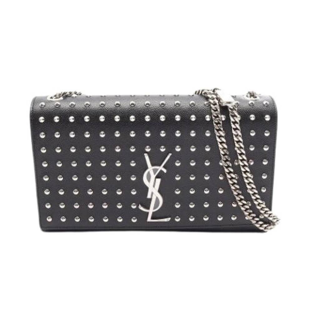 Yves Saint Laurent Vintage Pre-owned Vintage Læder Skuldertaske - Vintage - Dame - Sort - ONE SIZE - Uld