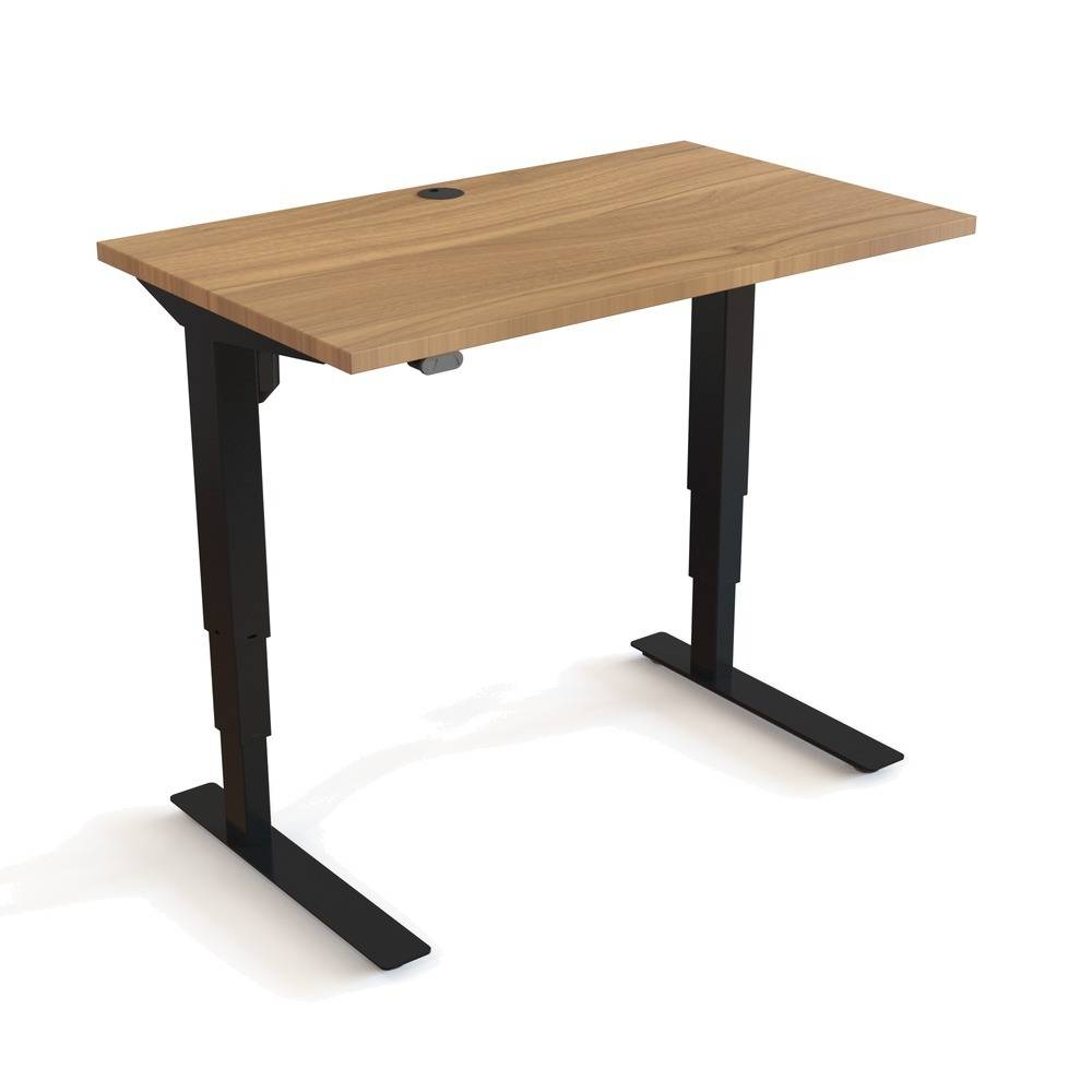 ConSet 501-37 Hæve-/sænkebord, 100x60 cm, valnød med sort stel.
