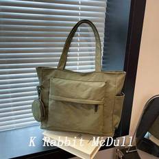 Stor kapacitet unisex tygväska med myntbörs 1 st ny koreansk stil college stil mellanstadieelev skolväska casual väska crossbody axelväska kanvasväska - Armé Grön (En-Storlek)