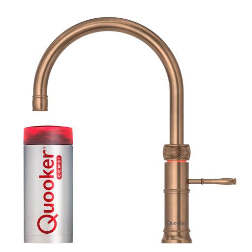 Quooker Classic Fusion Round Combi+ køkkenarmatur, kogende vand, bruneret messing