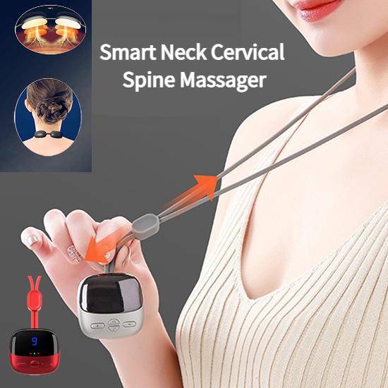 Smart hängande Elektrisk nacke Cervikal ryggrad Massager Nacke Axel Ryggskydd Pulsmassage Relax Lindring Smärta EMS Portable Lår Mini Compr röd
