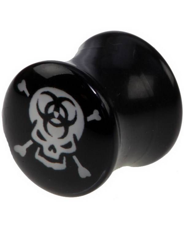 Biohazard Skullhead - Sort Piercing Plug - 5 mm.