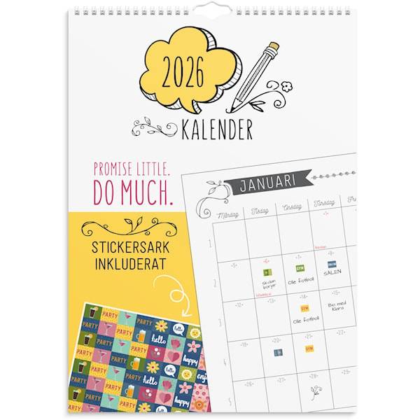 Väggkalender 2026 A3 Doodle Burde