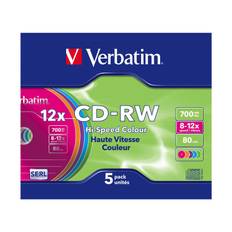 Verbatim CD-RW, 12x, DataLifePlus, 700MB/80min, 5-Pack, Colour