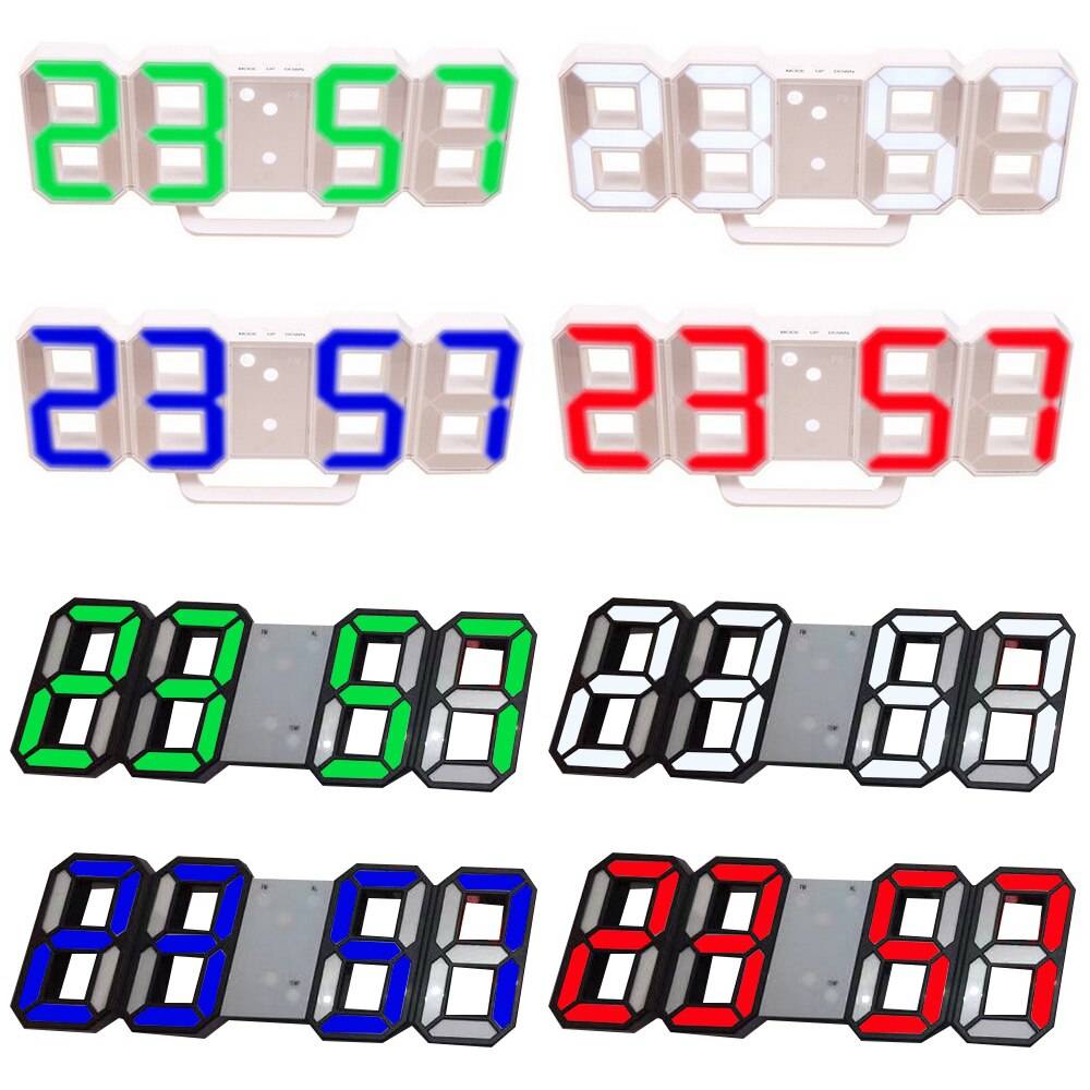 8 formad 3d digital bordsklocka väggklocka ledde nattlampa datum tid celsius display larm usb snooze heminredning vardagsrum - B6