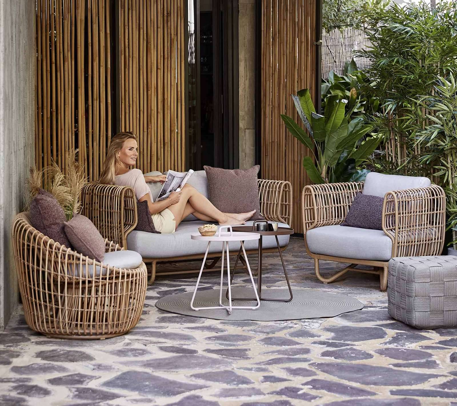 Nest loungeserie - Round stol / Aluminium m/Cane-line Weave, Natural