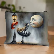 TEMU Whimsical Moon Canvas Cosmetic Bag - Unisex-adult, Unscented, Positioning Printing, Ideal Birthday & Christmas Gift For Women, Sisters, Daughters
