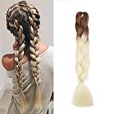 1 Pack 60 cm Afro Flätningshår Hårförlängningar Ombre Kanekalon virkat flechthaar fläta försträckt Flechthaare Syntetiskt Brun & beige