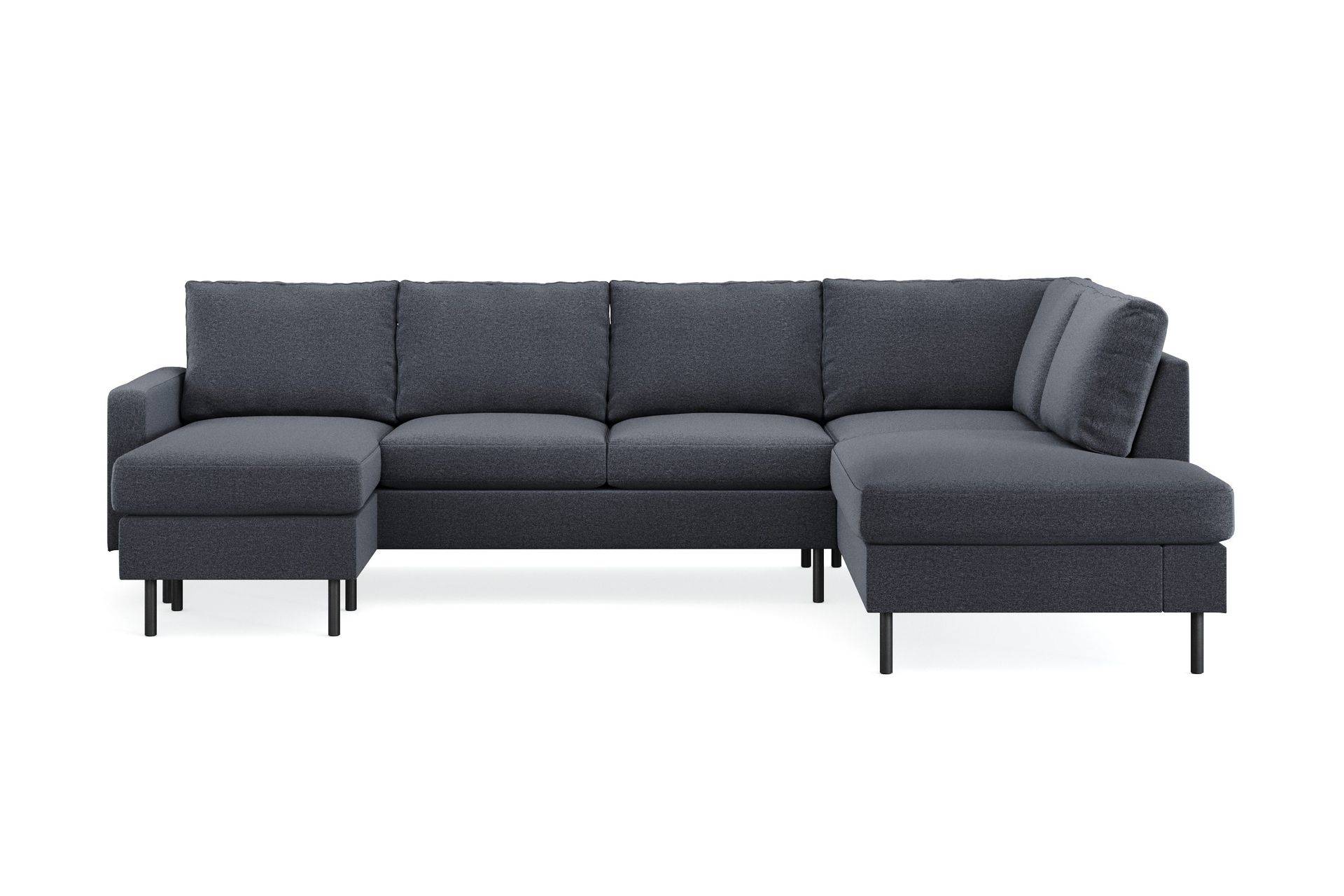 Peppe 4-sits Högervänd U-formad Soffa med Divan och Schäslong i Tyg - Mörkgrå U-soffa Grå Scandinavian Choice