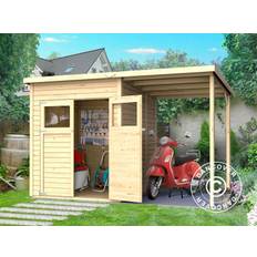 Redskabsskur Redskabsrum Haveskur i træ m/udhæng, Bertilo Amrum 2 Plus, 3,23x1,8x2,1m, 2,78m² + 3,03m²