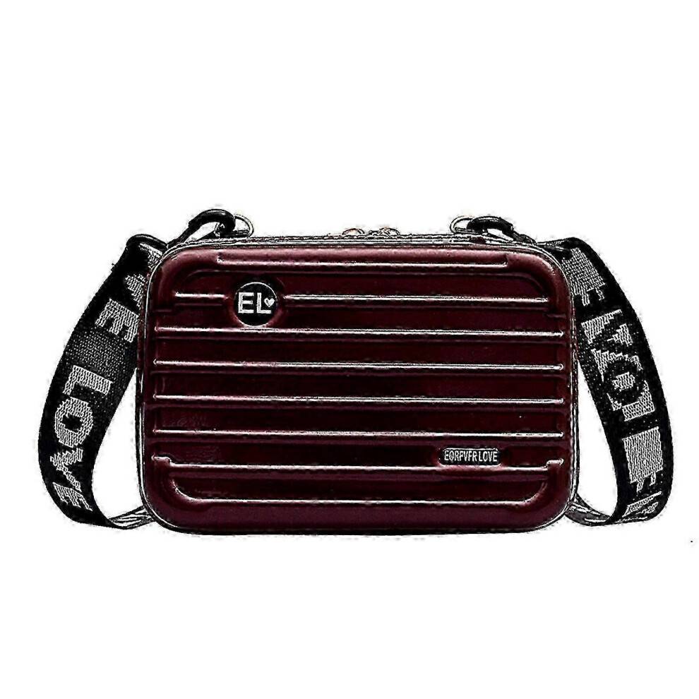 (Claret) Bestseller NEW Hard Shell Cosmetic Bags For Women,mini Suitcase Shape Crossbody Bag Shoulder Bag,gift For Women
