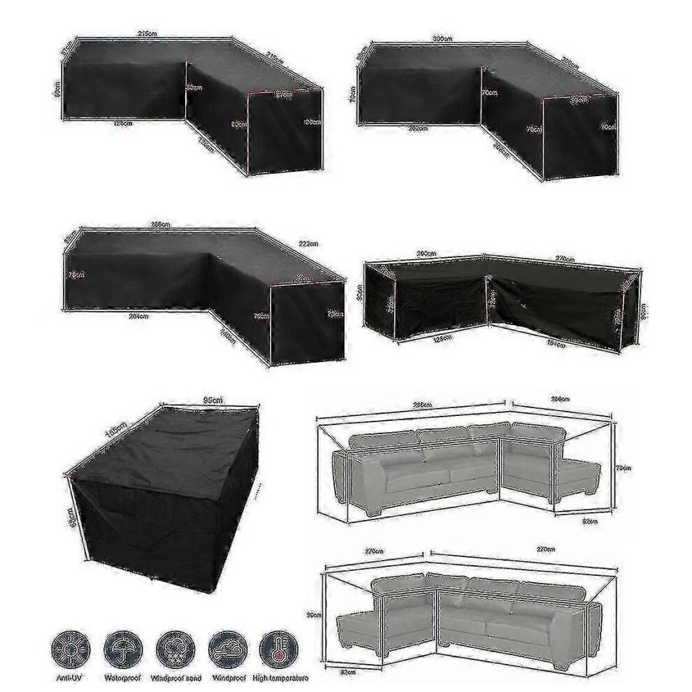 (200*270*82cm) Waterproof L-Shaped Rattan Furniture Cover - Outdoor Sofa Protector for Garden & Patio (Size 12)