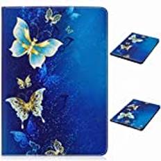 Yiizy Fodral till Samsung Galaxy Tab A 9.7/T550 fodral, blå fjärilsstil premium läder smal passform stående skyddande fodral ID och kreditkortsfack fickor magnetisk rem plånbok påse flipfodral