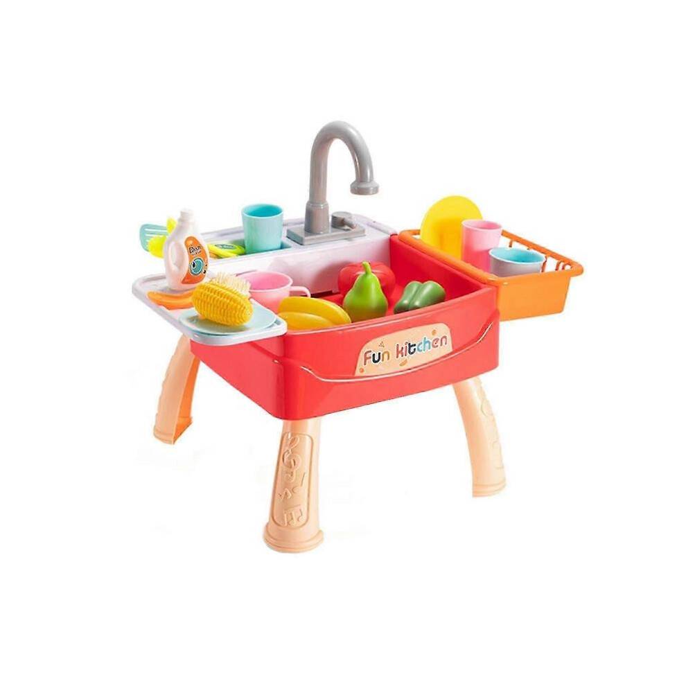 (red) Simulation Circulating Water Electric Wash Educational Kitchen Toy