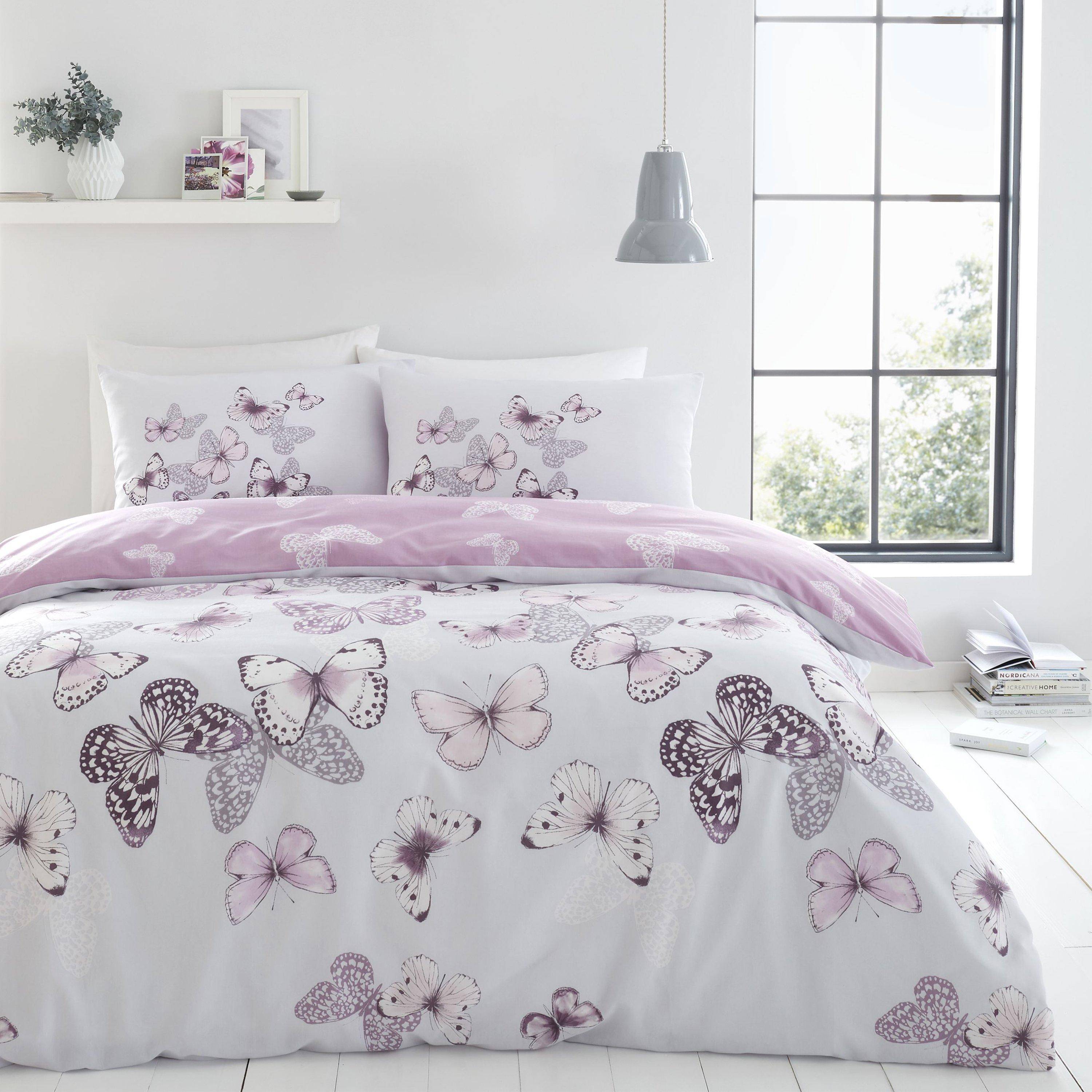 Catherine Lansfield Scatter Butterfly Reversible Duvet Cover Set