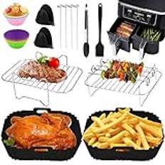 ARNTY Dual Zone varmluftsfritös tillbehör ninja Foodi tillbehör med silikonform lämplig för Ninja Foodi AF300EU, AF400EU, Innsky, Princess Dual Airfryer tillbehör 7,6 l – 9,5 l