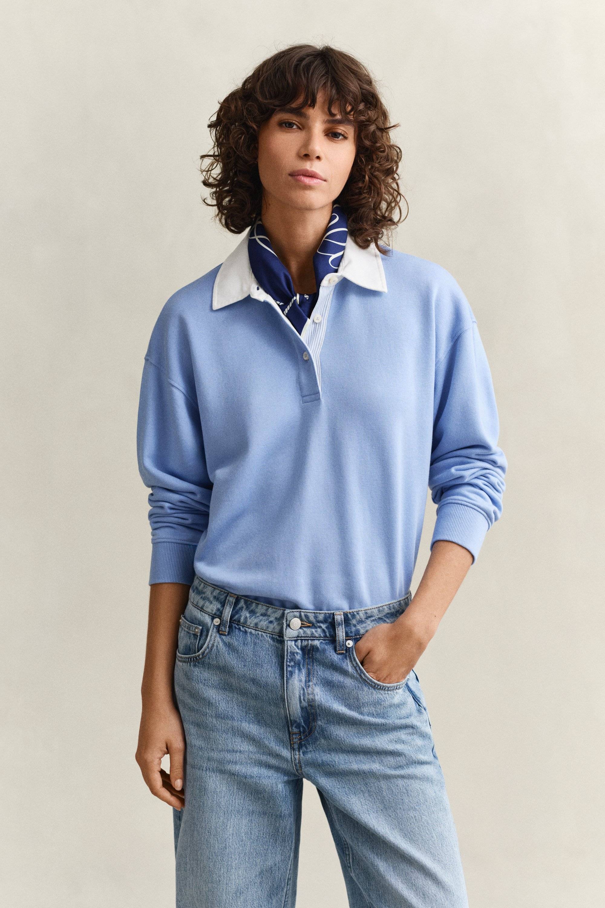 GANT Dam Rugger sweatshirt (XL) HYDRANGEA Blå