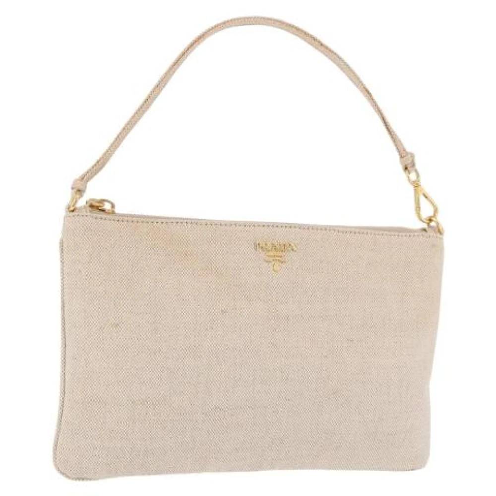 Prada Vintage Pre-owned Vintage Canvas Skuldertaske - Vintage - Dame - Beige - ONE SIZE - Uld