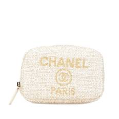 Chanel Vintage Pouch Stl. - Necessär Från Magasin - White (H 8.5cm x W 14cm x D 3cm)