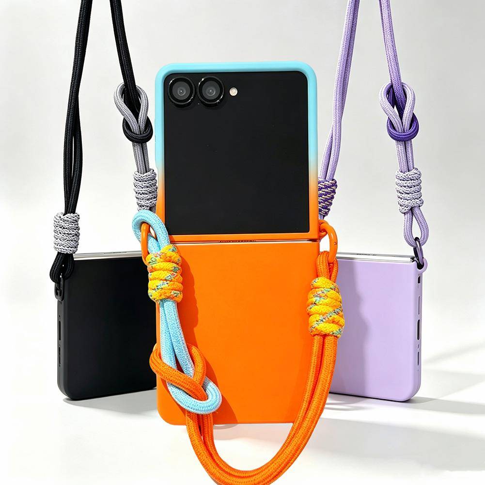 Gradient Tvåfärgat Armbandsfodral för Telefon för Samsung Z Flip 8 flip7 FE Galaxy Z Flip 7 6 5 4 Hudvänligt Skyddsfodral