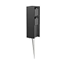ledscom.de Trädgårdsuttag kolonn POMI med jordspik för utomhusbruk, IP44, 2-faldig, svart, vinklad, 23cm