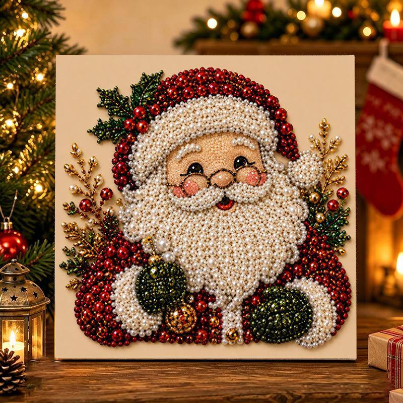 Gör-det-själv Jul Pärl-Diamantmålning Set Tomte Älg Helt Rund Borr Diamantkonst Hantverk Hemväggdekor Julklapp brown