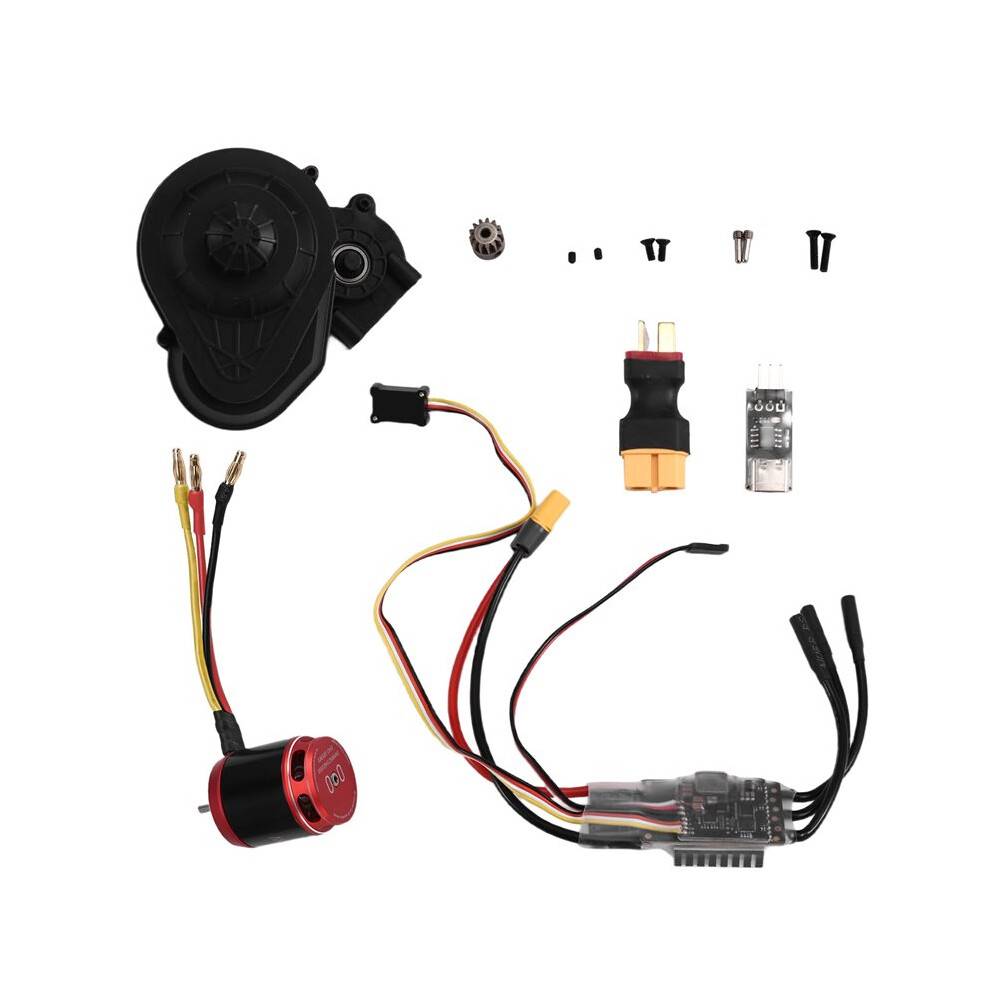 3542 Outrunner Brushless Motor AM32 Programming 80A ESC with Black Gearbox for 1/10 RC Crawler Car SCX10 TRX4 TRX6,B