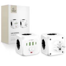 Tech-Protect PCL3x4 Grenuttag, 2x USB-A, 2x USB-C, 3x AC - Vit