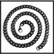 11 mm. Pansarlänk halsband i svart stål., DSN284B