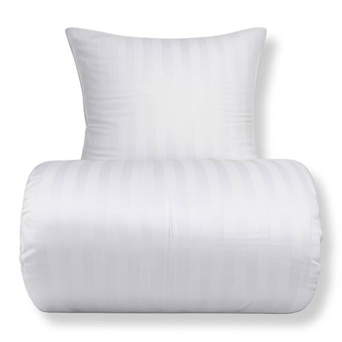Bambus dobbelt sengetøj 200x220 cm - 100% bambus - Hvide jacquardvævet striber.