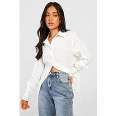 Petite Textured Large Cuff Shirt - white - 34