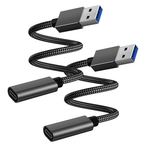 Basesailor USB 3.0 till USB-C-adapter 0,2 m (2pack),USB-C hona till A hane kabel,5 Gbps Type-C laddnings- och adapter för iPhone 17 Air 16 15 Pro Max,iPad mini,Samsung Galaxy S25 S24 S23,Z Fold Flip