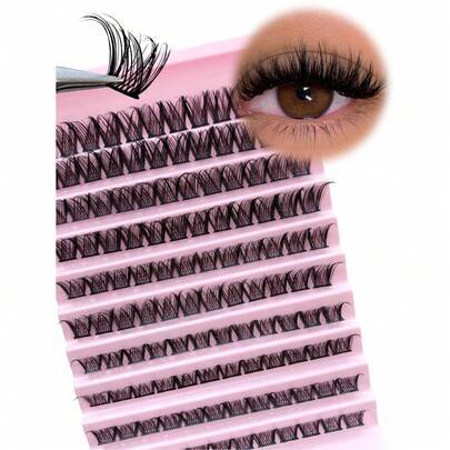 120 st. D-Curl Anime Wispy ögonfranskluster 8-16 mm blandade längder klusterögonfransförlängningar tjocka volym individuella ögonfransar gör-det-själv