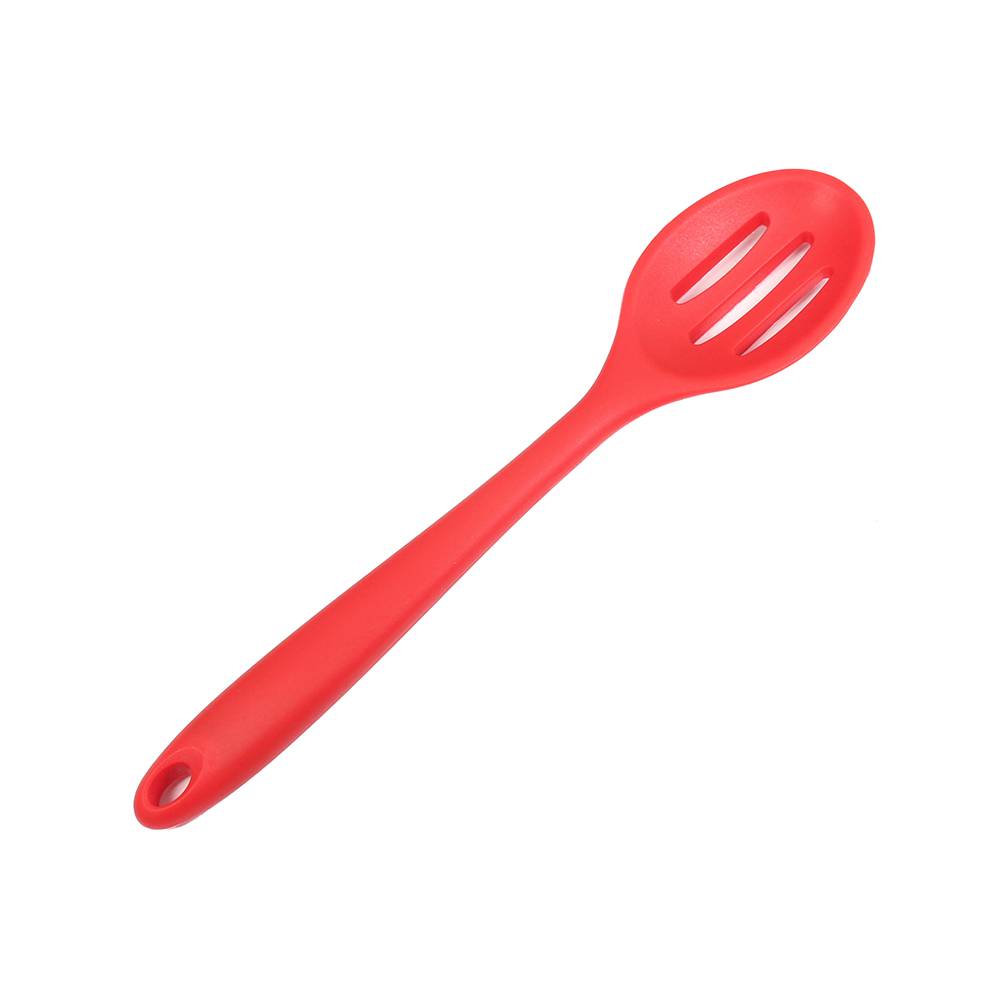Träsilikon köksredskap nonstick redskap matlagningsredskap sked soppslev turner spatel tång köksredskap bakpryll - Röd hålslev