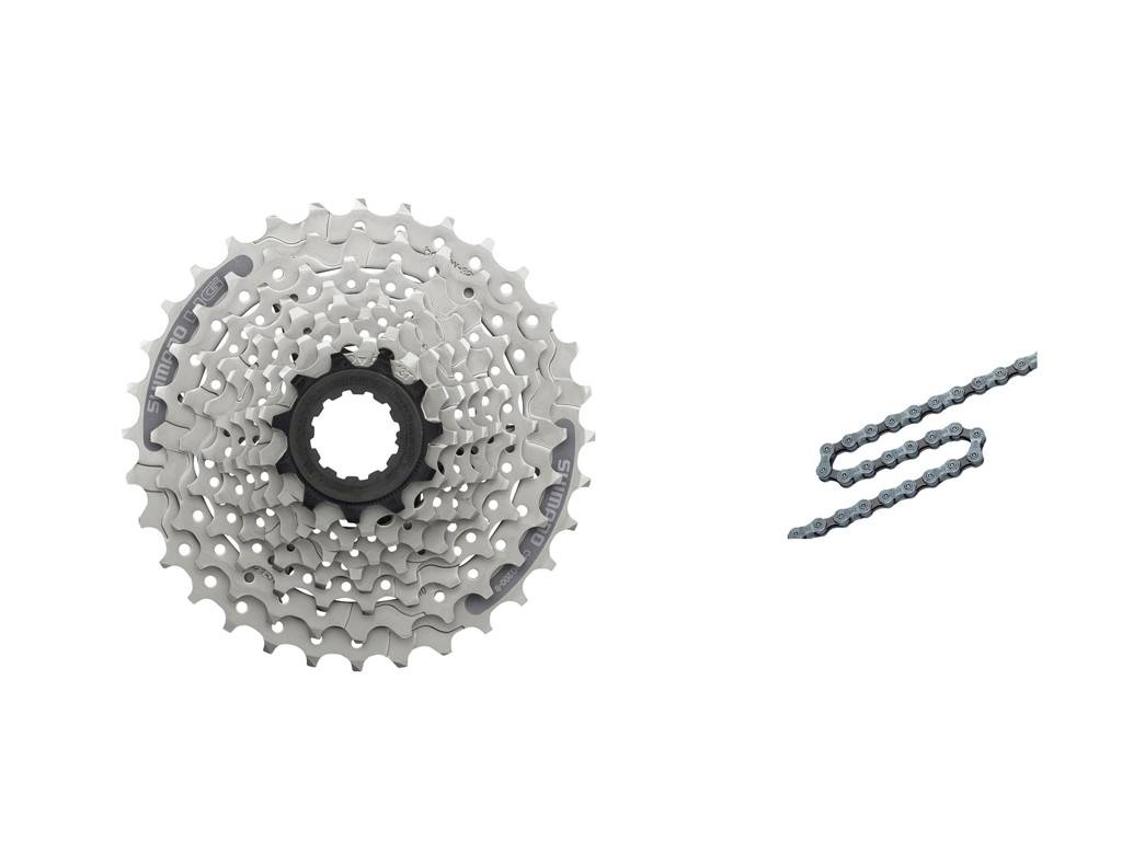 Shimano Acera kassette og kæde - 9 gear kassette 11-36 tands samt HG53 kæde (Bundle).