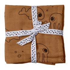 Muslinfilt Burp Cloth 70×70 cm 2-pack Sea Friends Senap