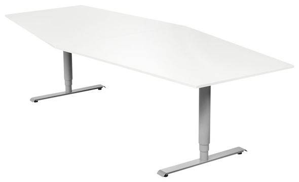 Konferencebord Grande, 2800x1200 mm, hvid/sølv
